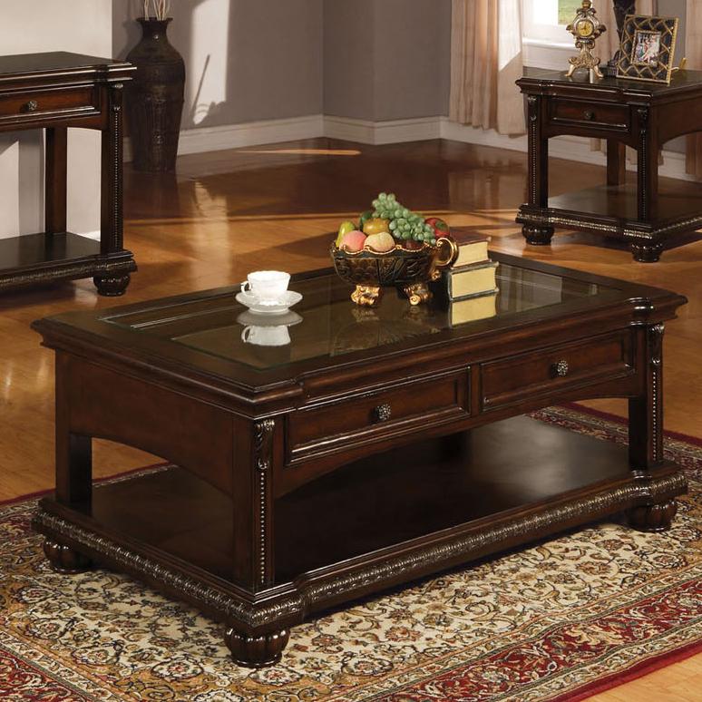 Acme Furniture Anondale Traditional Coffee Table W/Glass | A1 